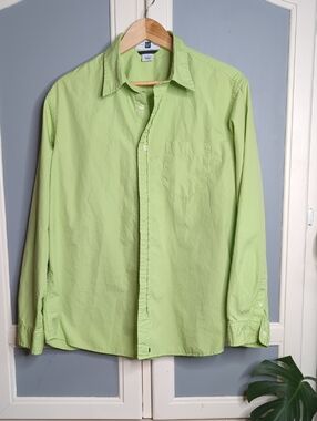 Gap Factory Light Green Button Down Shirt Men's Cotton Casual Size L